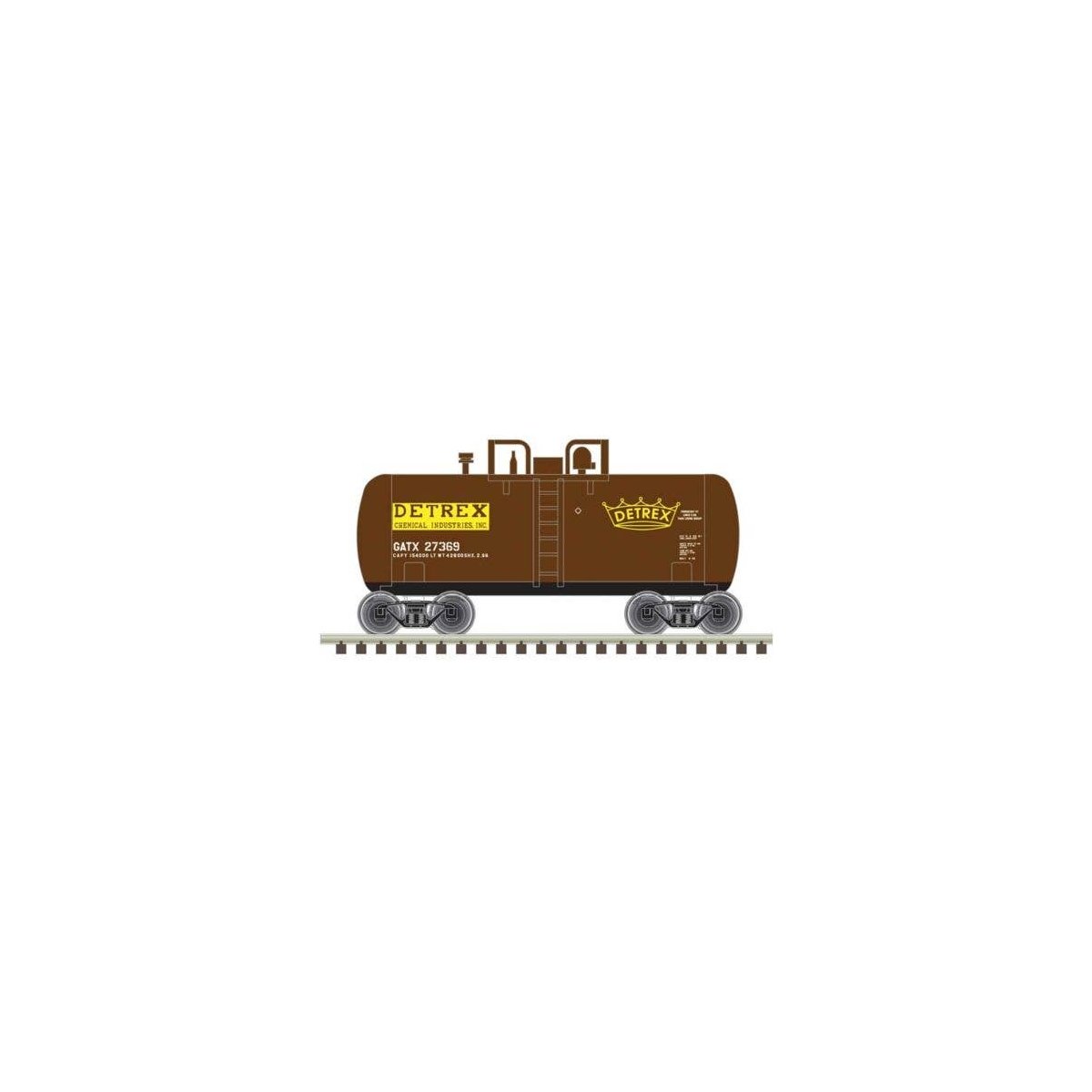 28′ Beer Can Shorty Tank Car - Ready to Run -- Detrex GATX 27367 (black, yellow, white), N, Trainman 50006873