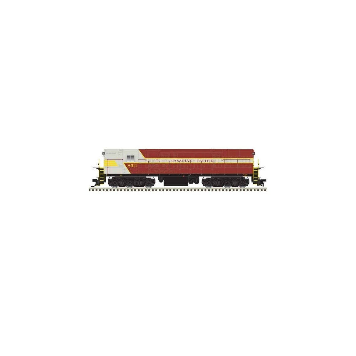 FM H-24-66 Phase 2 Trainmaster - Standard DC - Master(R) Silver -- Canadian Pacific 8913 (Late Scheme, gray, maroon, yellow)