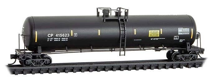 56′ General-Service Tank Car - Ready to Run -- Canadian Pacific 415623 (black, yellow conspi, N, Micro Trains Line 11000610