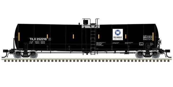 Trinity 25,500-Gallon Tank Car - Ready to Run -- IOI Group TILX 252202 (black, white,, N, Atlas Model Railroad Co. 50006169