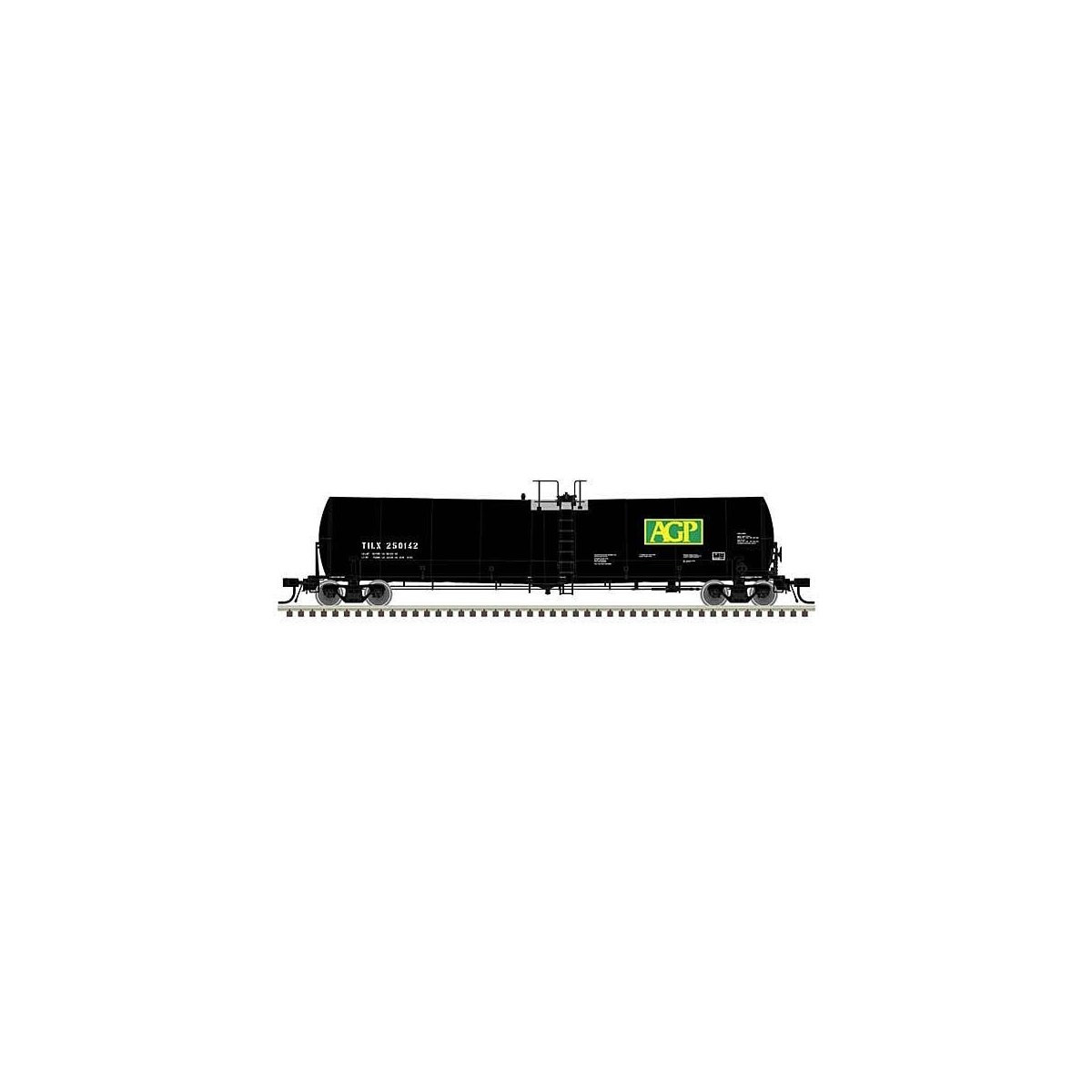 Trinity 25,500-Gallon Tank Car - Ready to Run -- AGP TILX 250142 (black, green, yello, N, Atlas Model Railroad Co. 50006179