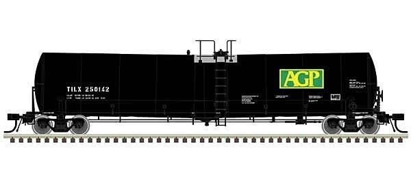 Trinity 25,500-Gallon Tank Car - Ready to Run -- AGP TILX 250142 (black, green, yello, N, Atlas Model Railroad Co. 50006179