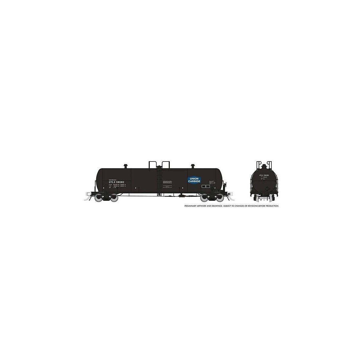 Procor GP20 20,000-Gallon Tank Car 6-Pack - Ready to Run -- Union Carbide UTLX (black, blue, , HO, Rapido Trains Inc 135022
