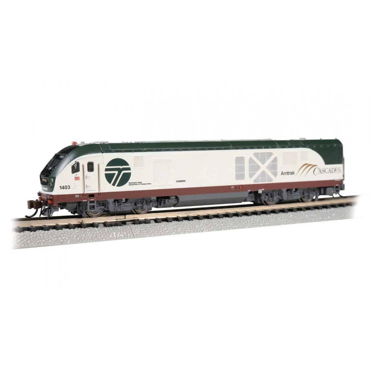 Siemens SC-44 Charger - Sound and DCC -- Amtrak 1403 (Cascades, Washington DOT white, green, copper)