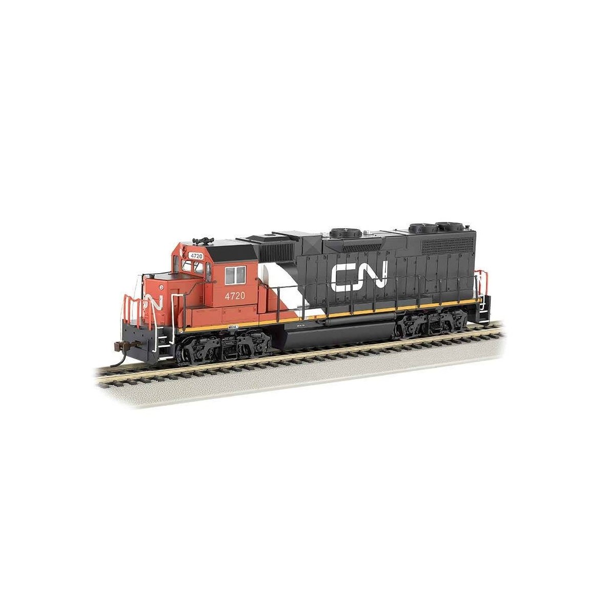 EMD GP38-2 - Standard DC -- Canadian National 4720 (black, white, red)