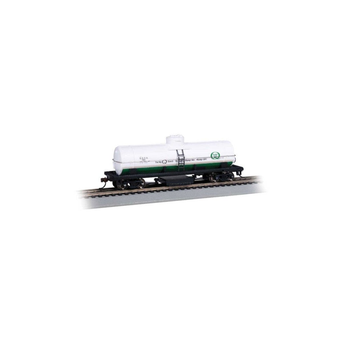 Track Cleaning Tank Car - Ready-to-Run - Silver Series(R) -- Quaker State 783 (white, green), HO, Bachmann Industries 16307