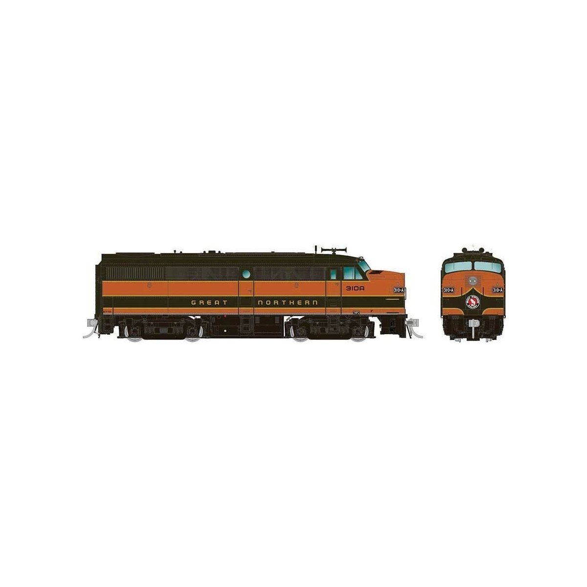 Alco FA1 - LokSound and DCC -- Great Northern 276A (Pullman Green, Omaha Orange, yellow)