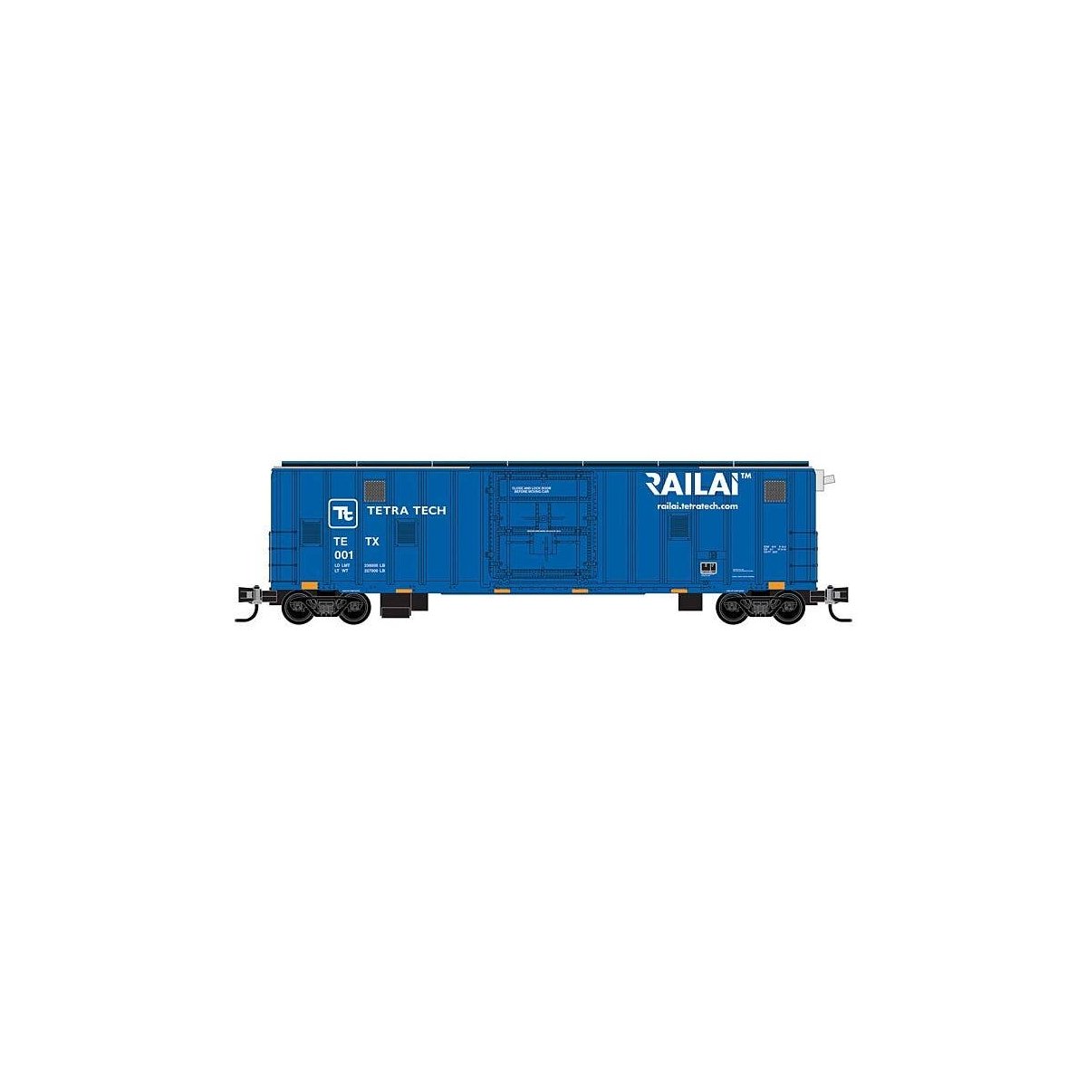 50′ Track Inspection Rib-Side Plug-Door Boxcar No Roofwalk - Ready to Run -- Tetra Tech 1 (bl, N, Micro Trains Line 2700510