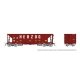 NSC Ballast Hopper 6-Pack - Ready to Run -- Herzog Set 1 (Late, Boxcar Red, white, Large Lett, HO, Rapido Trains Inc 158020