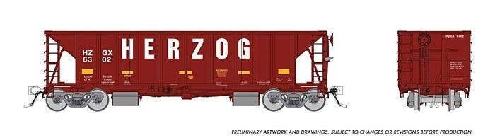 NSC Ballast Hopper - Ready to Run -- Herzog Random from Set 1 (Late, Boxcar Red, white, Larg, HO, Rapido Trains Inc 158020A