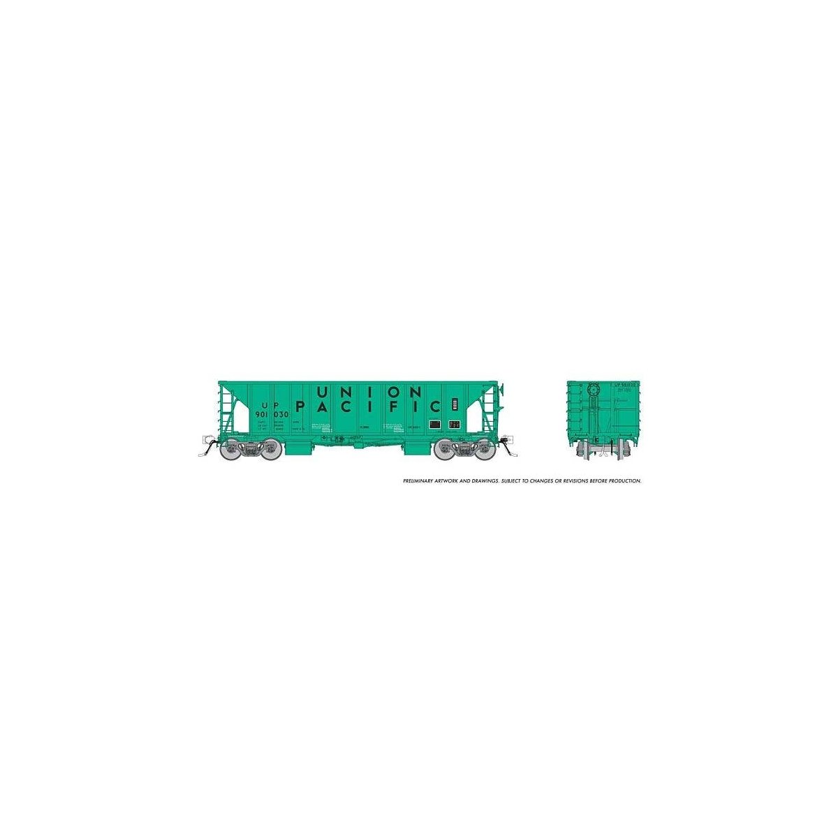 NSC Ballast Hopper - Ready to Run -- Union Pacific Random from Set 2 (Early, MOW green, blac, HO, Rapido Trains Inc 158021A