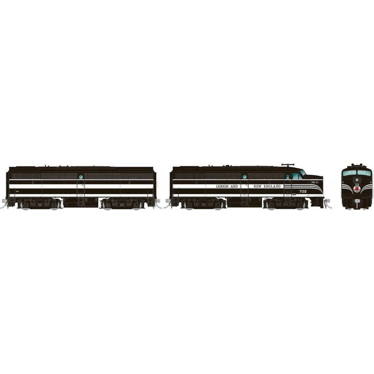 Alco FA1-FB1 Set - LokSound and DCC -- Lehigh & New England 702, 753 (black, white, red)