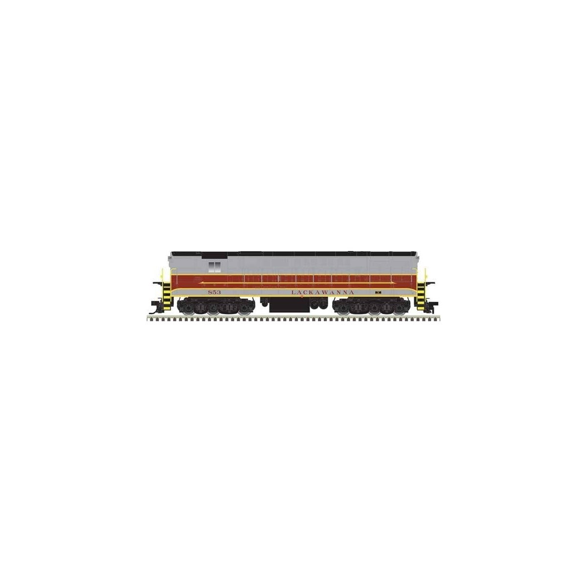 FM H-24-66 Phase 1A Trainmaster - Standard DC -- Delaware, Lackawanna & Western 853 (gray, maroon, yellow)
