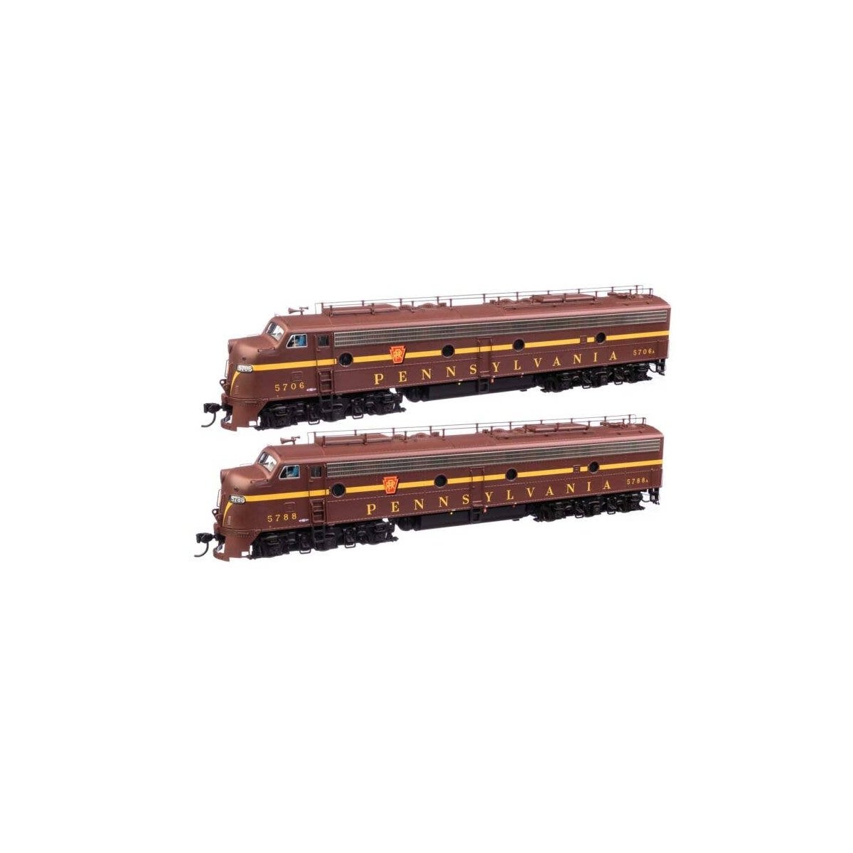 EMD E8 A-A with LokSound 5 Sound & DCC -- Pennsylvania Railroad 5706A, 5788A (Class EP-22 Tuscan, , HO, WalthersProto 42902