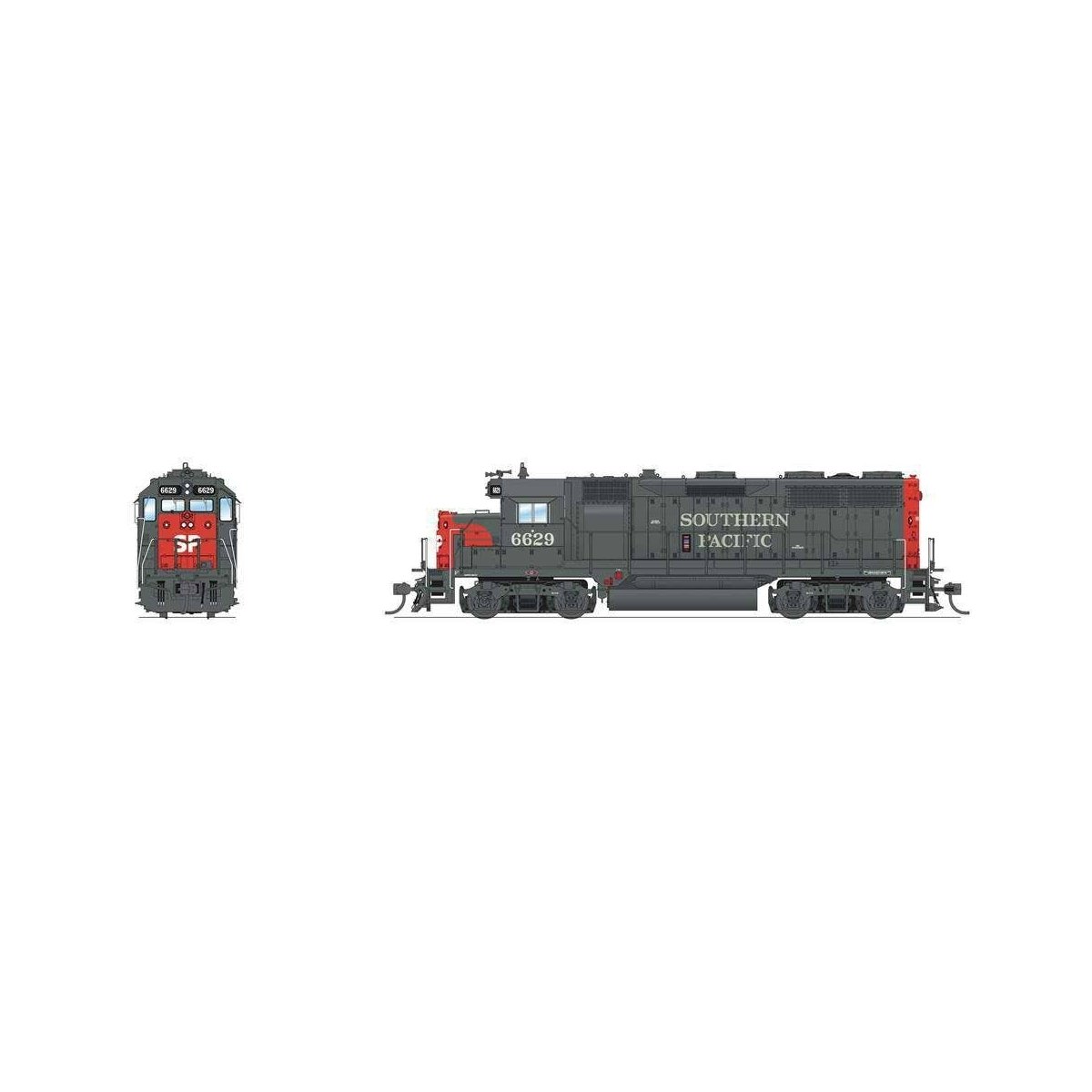 EMD GP35 Low Nose - Sound and DCC - Paragon4(TM) -- Southern Pacific 6633 (gray, red)