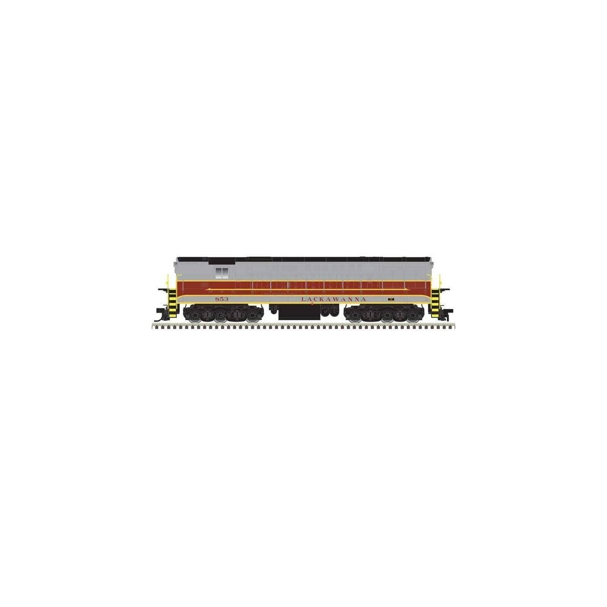 FM H-24-66 Phase 1A Trainmaster - LokSound & DCC - Master(R) Gold -- Delaware, Lackawanna & Western 855 (gray, maroon, yellow)