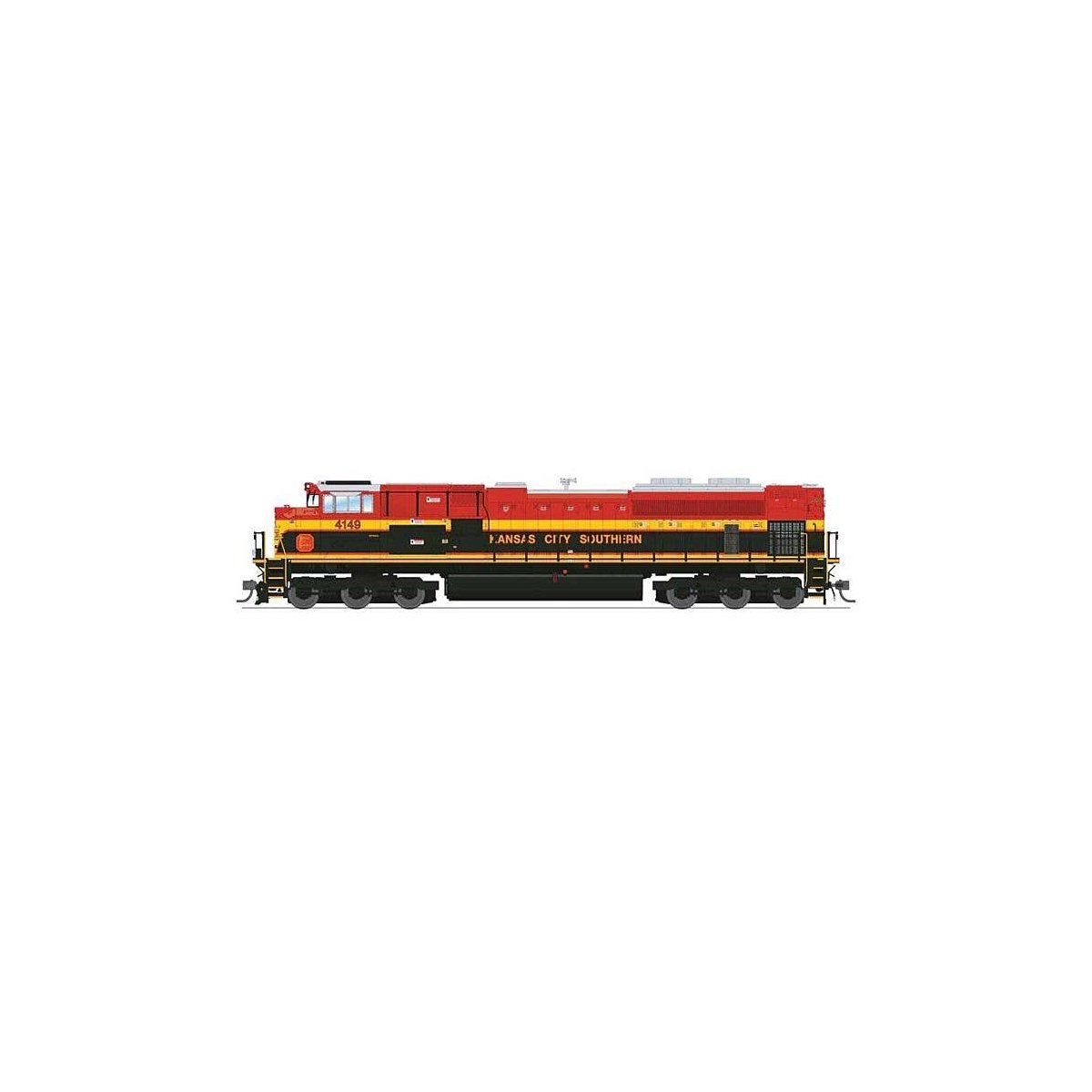 EMD SD70ACe - Standard DC - Stealth Series -- Kansas City Southern 4149 (red, yellow, bl, HO, Broadway Limited Imports 9766