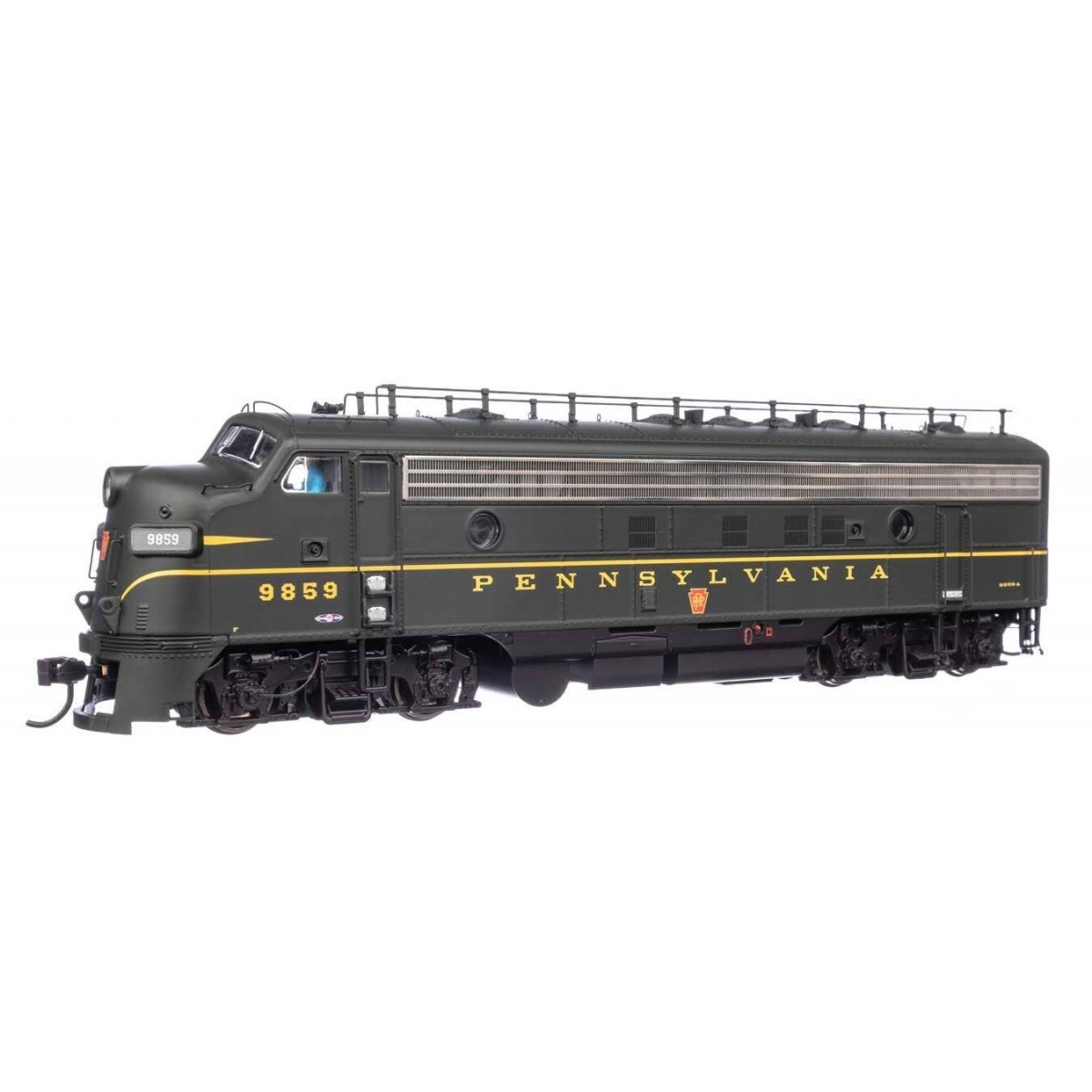 EMD FP7 Standard DC -- Pennsylvania Railroad 9859A (Brunswick Green w/Keystone unit numbers)