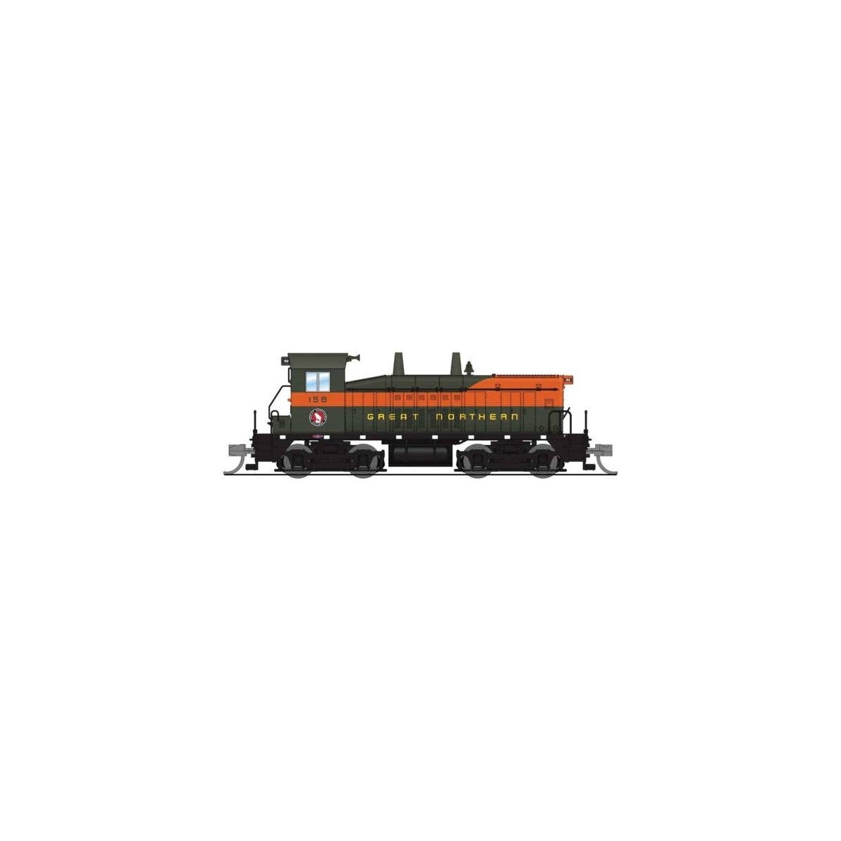 EMD NW2 - Standard DC - Stealth -- Great Northern 159 (Simplified, Omaha Orange, green), N, Broadway Limited Imports 9323