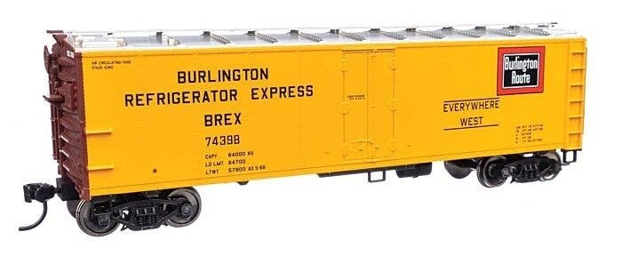 40′ Steel Reefer with Dreadnaught Ends - Ready To Run -- Burlington Refrigerator Express BREX 7, HO, WalthersMainline 41408