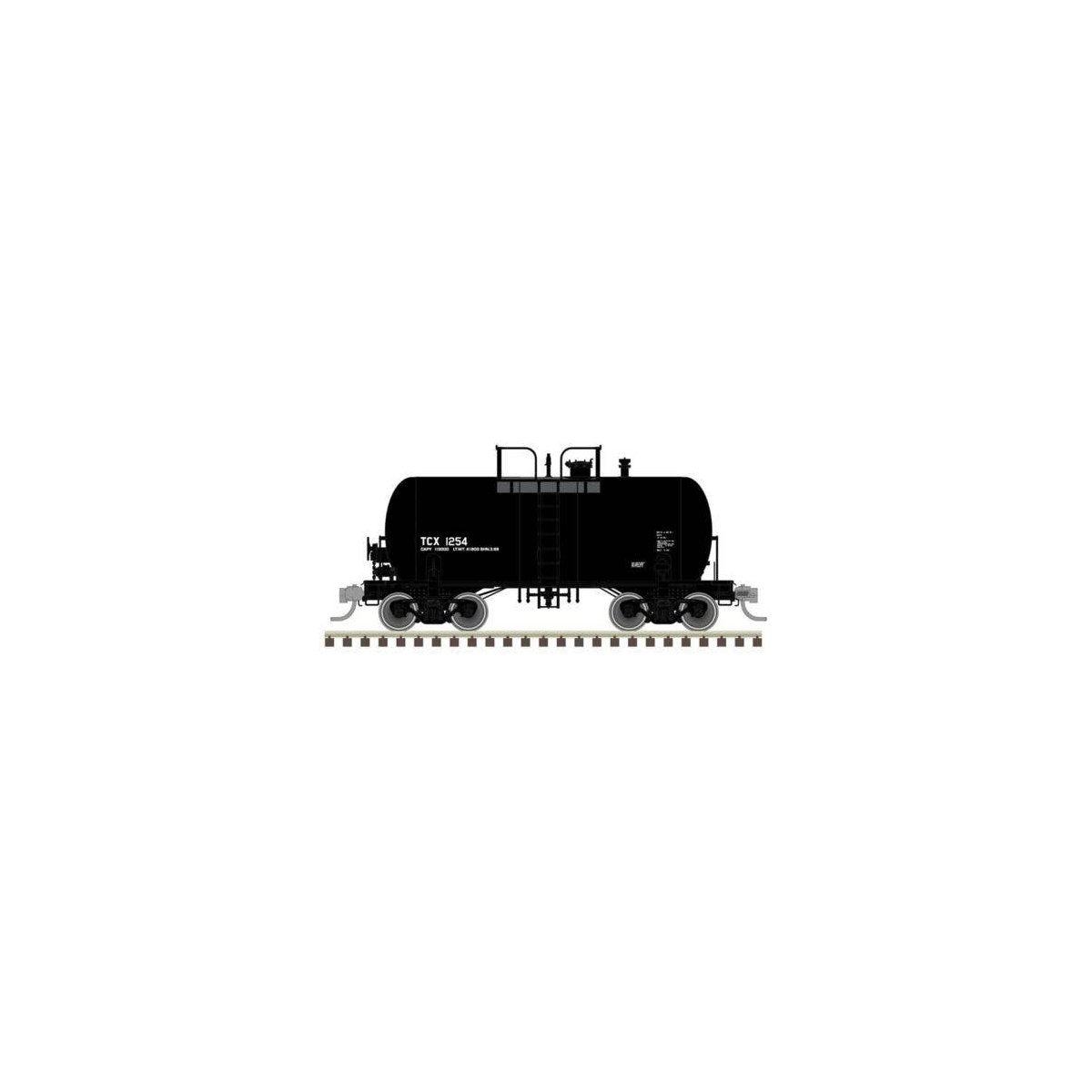 10,000-Gallon Beer Can Tank Car - Ready to Run -- Texaco TCX 1252 (black, reporting , HO, Atlas Model Railroad Co. 20007801