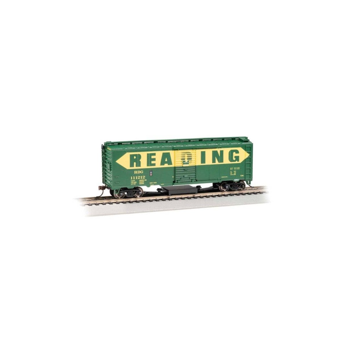 Track Cleaning 40′ Boxcar w/Removable Dry Pad - Ready-to-Run -- Reading 111212 (green, yello, HO, Bachmann Industries 16326