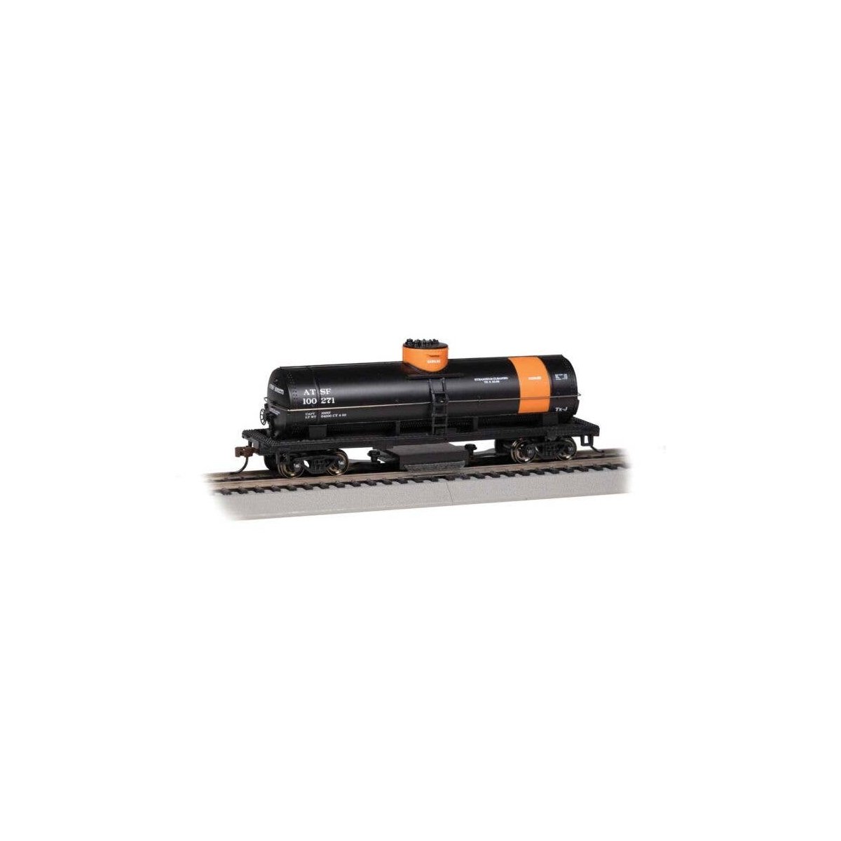 Track Cleaning Tank Car - Ready to Run - Silver Series(R) -- Santa Fe 100271 (black, orange,, HO, Bachmann Industries 16308