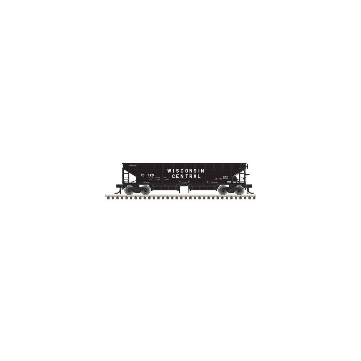 70-Ton Hart Ballast Car - Ready to Run - Master(R) -- Wisconsin Central 123 (black, w, N, Atlas Model Railroad Co. 50006619