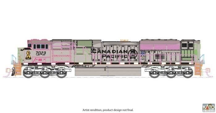 EMD SD70ACU - Standard DC -- Canadian Pacific 7023 (Military Heritage, gray, black, yellow ribbon), N, Kato USA Inc 1768544