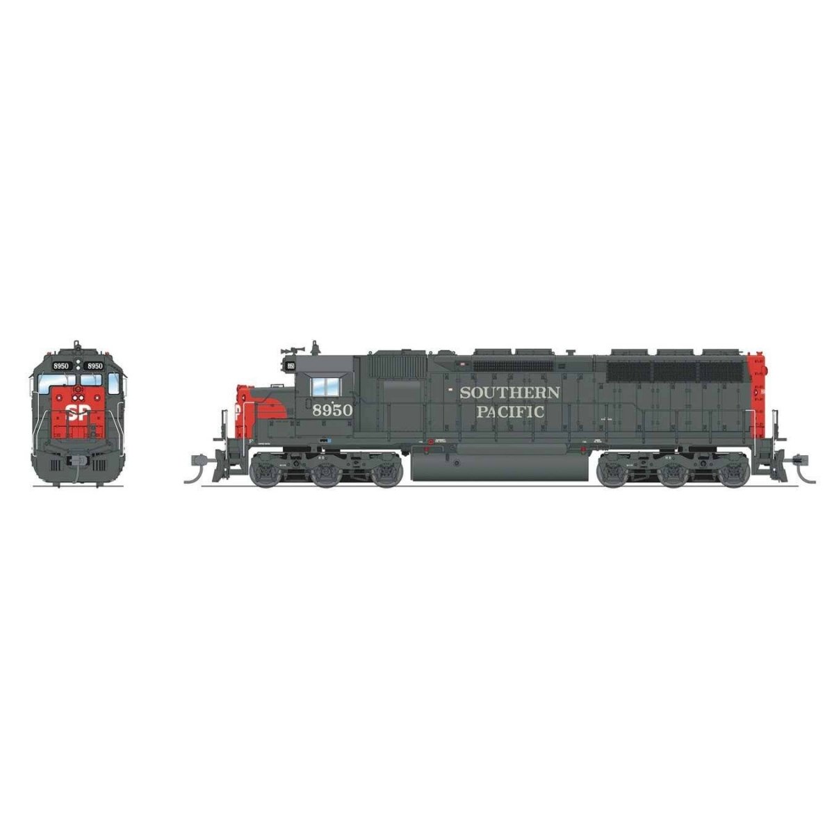 EMD SD45 Low-Nose - Standard DC - Stealth -- Southern Pacific 8950 (gray, red)