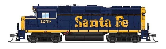 EMD GP30 - Sound and DCC - Paragon4(TM) -- Santa Fe 1259 (Bookend, blue, yellow, Large L, HO, Broadway Limited Imports 9130