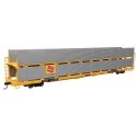 89′ Flatcar w/Bi-Level Shielded Auto Rack - Ready to Run -- Milwaukee Road Rack / Trailer-Train , HO, WalthersMainline 8118