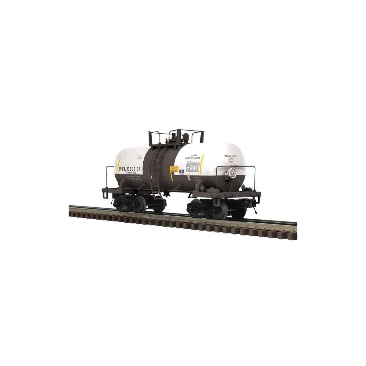 8,000-Gallon Tank Car - 2-Rail - Ready to Run - Premier -- Union Tank Car UTLX (black, white, yellow conspicuity marks)