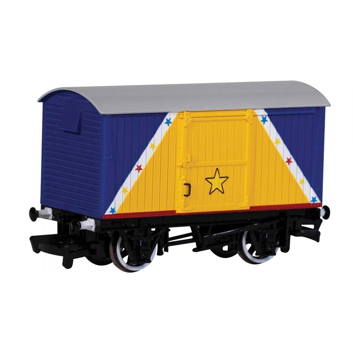 12-Ton Wood Boxcar (Van) - Ready to Run - Thomas & Friends(TM) -- Funfair Blue (blue, yellow, white)