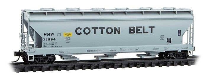 ACF 3-Bay Center Flow Covered Hopper w/Round Hatches - Ready to Run -- Cotton Belt SSW 73994 , N, Micro Trains Line 9300210