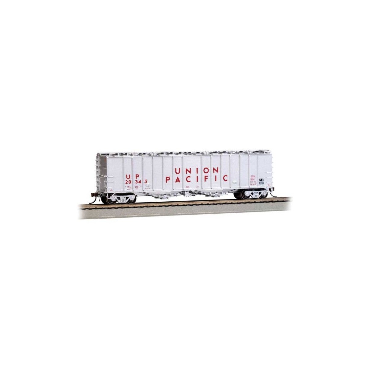 GATX 4180 Airslide Covered Hopper - Ready to Run -- Union Pacific 20343 (silver, red), HO, Bachmann Industries 70619