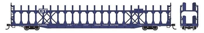 89′ Flatcar w/Bi-Level Open Auto Rack - Ready to Run -- Grand Trunk Western 304223, HO, WalthersMainline 8033