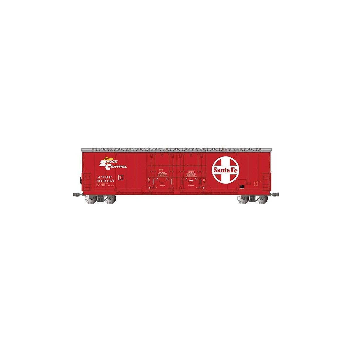 Evans 53Õ Double-Plug-Door Boxcar - Ready to Run -- Santa Fe 504043 (red, silver, white, Larg, G, Bachmann Industries 93570