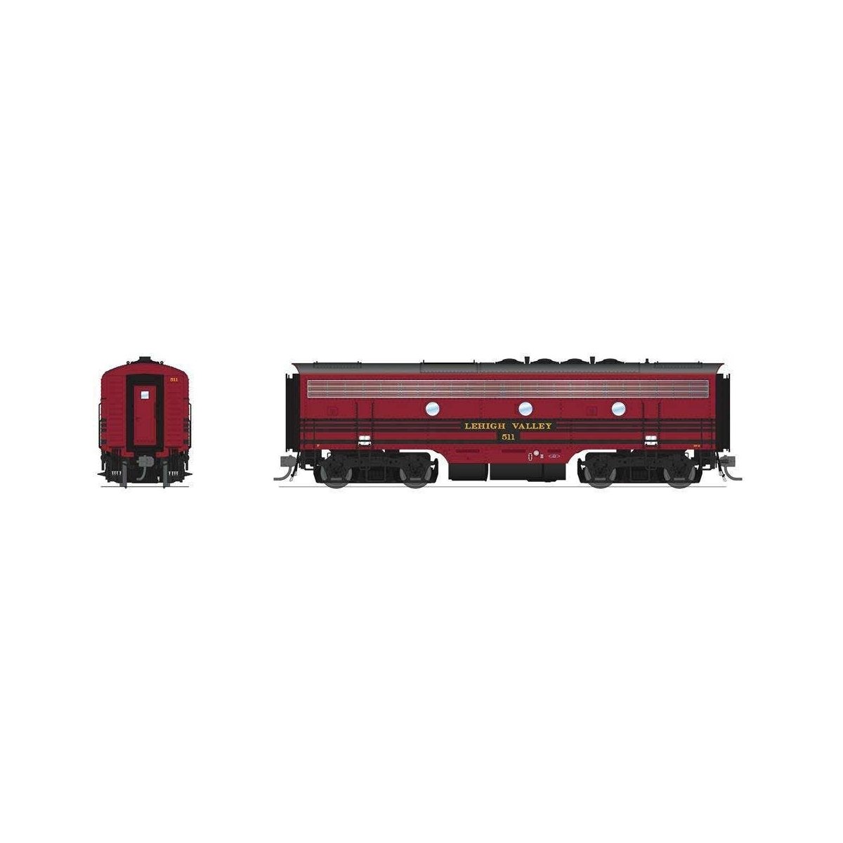 EMD F3B - Sound and DCC - Paragon4(TM) -- Lehigh Valley 513 (Cornell Red, black)