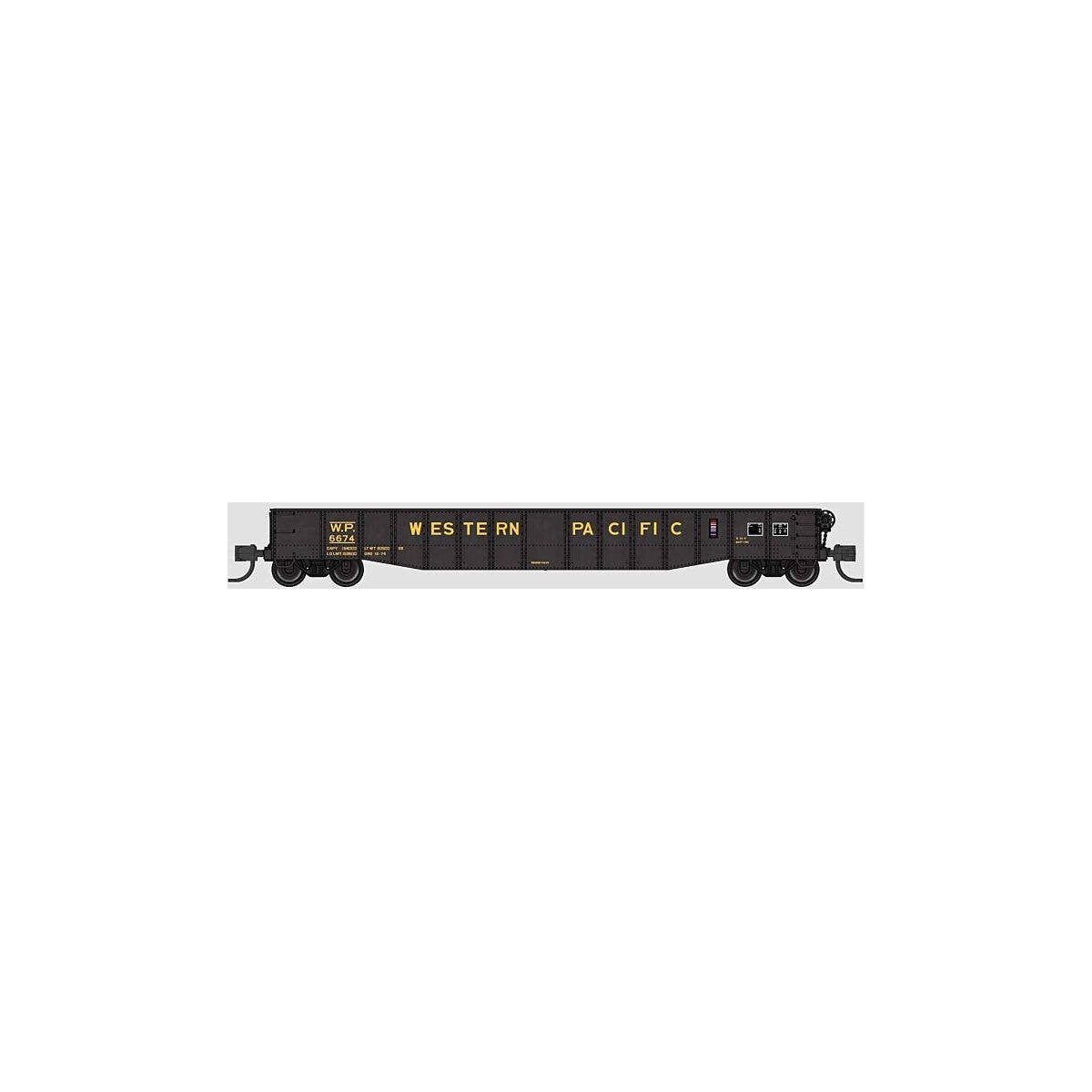 52`6` 15-Panel Mill Gondola - Lightly Dented Sides - Ready to Run -- Western Pacific 6738 (black, y, N, Bluford Shops 52171
