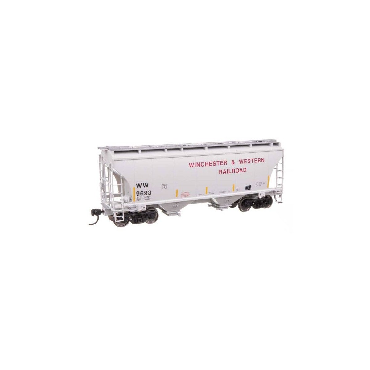 39′ Trinity 3281 2-Bay Covered Hopper - Ready-to-Run -- Winchester & Western 9693, HO, WalthersMainline 49332