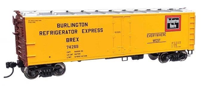40′ Steel Reefer with Dreadnaught Ends - Ready-to-Run -- Burlington Refrigerator Express BREX 7, HO, WalthersMainline 41406