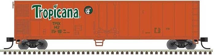 50′ Mechanical Reefer - Ready to Run -- Tropicana 142 (orange, green, white), N, Trainman 50006477