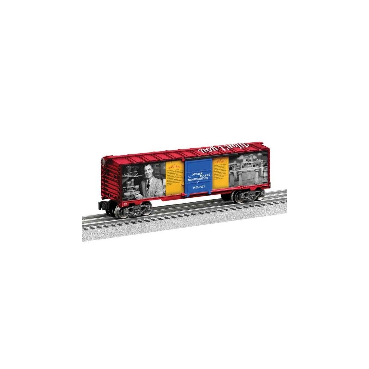Steel Boxcar - 3-Rail - Ready to Run -- Mr. Rogers Behind the Scenes (red car), O, Lionel 2538200