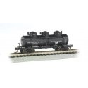 3-Dome Tank Car - Ready to Run -- Philadelphia Quartz Co. (black), N, Bachmann Industries 17151