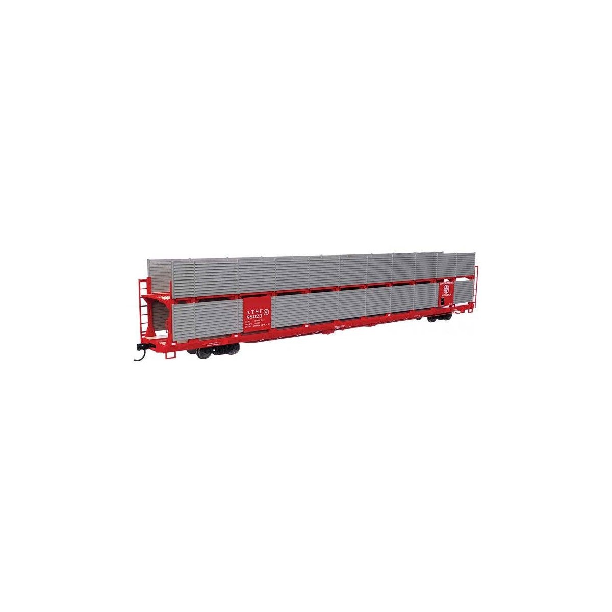 89′ Flatcar w/Bi-Level Shielded Auto Rack - Ready to Run -- Atchison, Topeka & Santa Fe 88023 (A, HO, WalthersMainline 8103