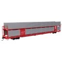 89′ Flatcar w/Bi-Level Shielded Auto Rack - Ready to Run -- Santa Fe Rack & Flatcar 88036, HO, WalthersMainline 8104