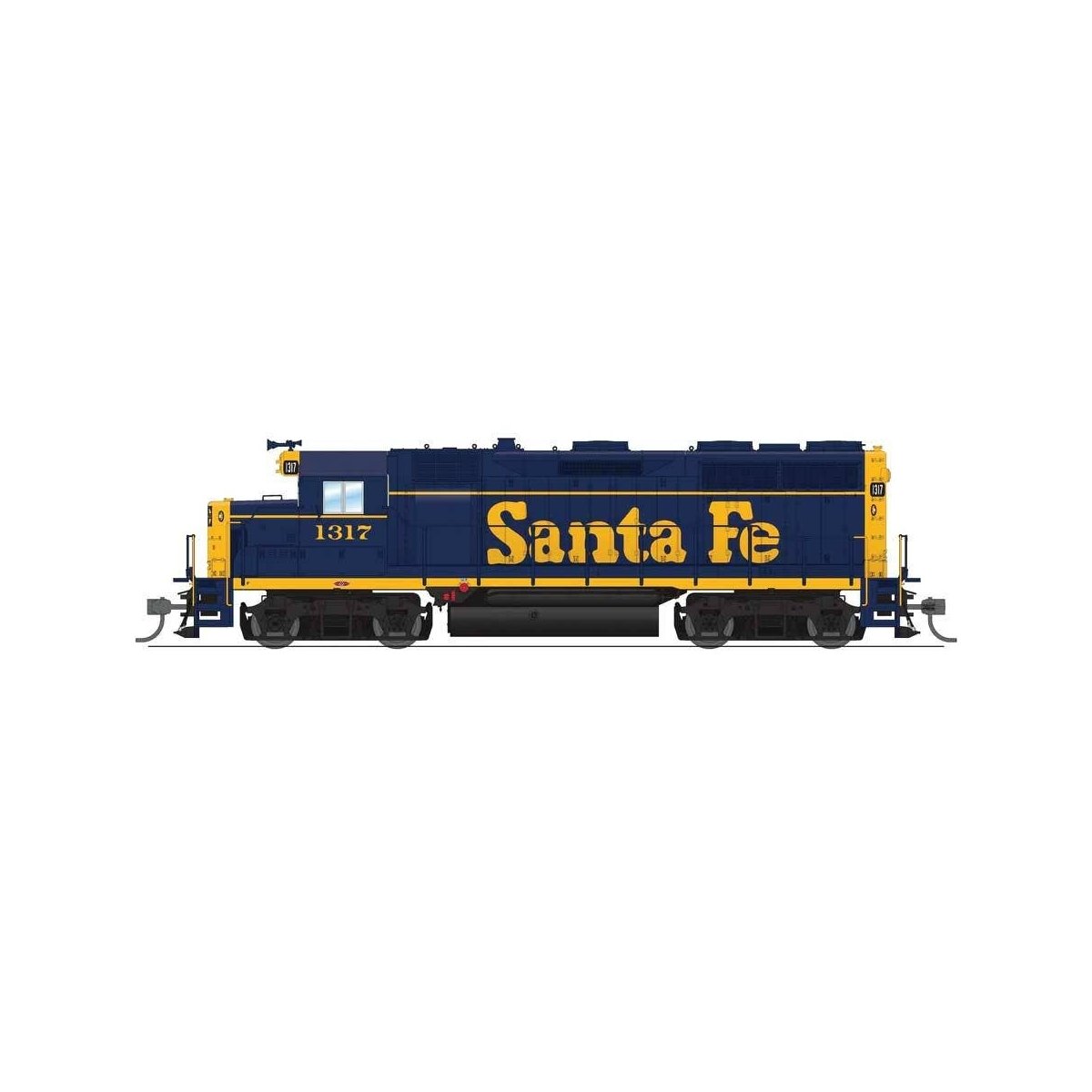 EMD GP35 Low Nose - Standard DC - Stealth -- Santa Fe 3346 (Bookend, blue, yellow, Large Lettering)