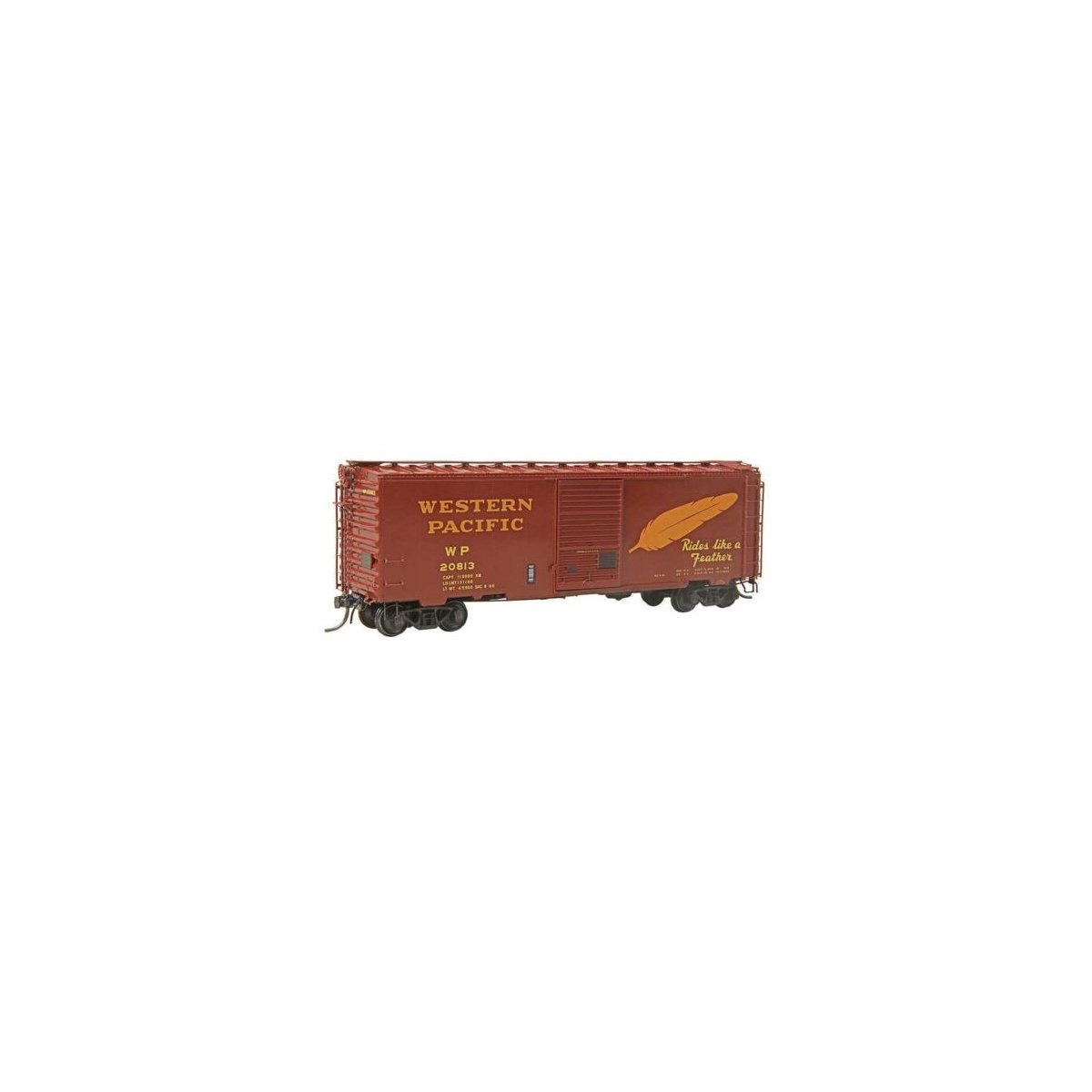 Pullman-Standard PS-1 40` Boxcar w/7` Door - Ready to Run -- Western Pacific WP 20813 (Box, HO, Kadee Quality Products 4839