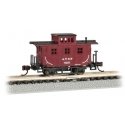 Old-Time Wood Bobber Caboose - Ready to Run -- Atchison, Topeka & Santa Fe 25 (Boxcar Red), N, Bachmann Industries 15753